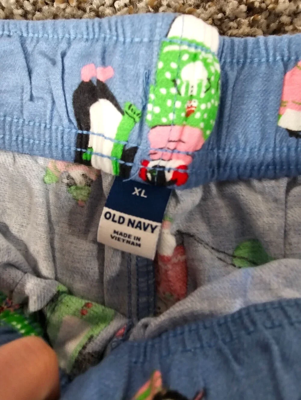 Old Navy Mens Sz XL Jogger Style Pajama Pants Blue Penguin Print Winter NEW